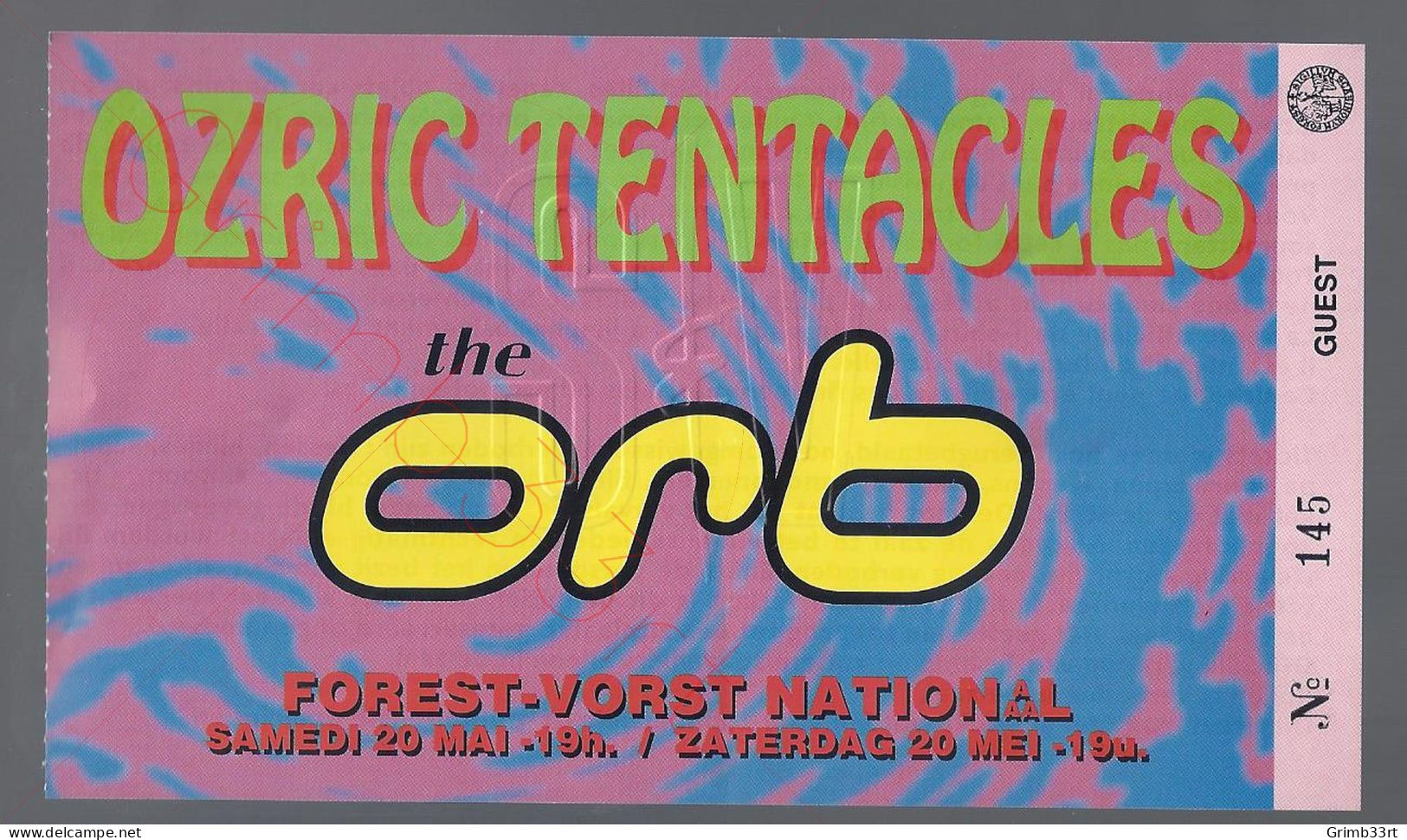 Ozric Tentacles - The Orb - 20 Mei 1995 - Forest National (BE) - Concert Ticket - Concerttickets