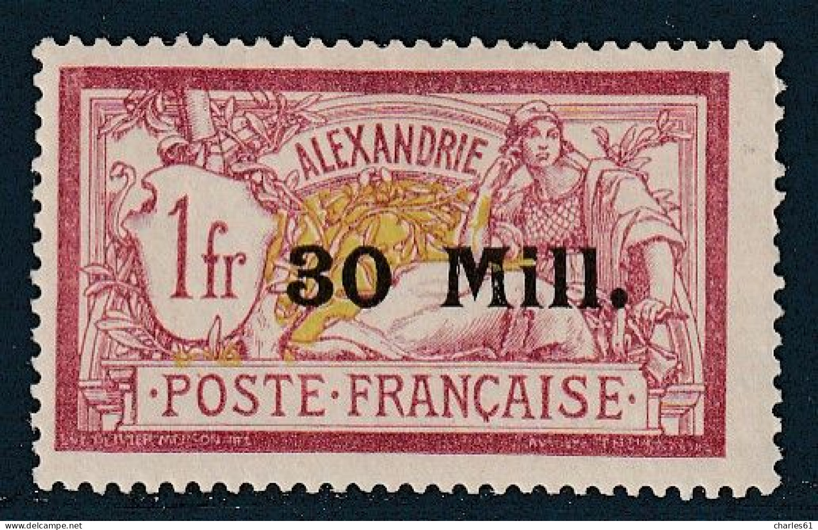 ALEXANDRIE - N°47 * (1921-23) Merson : 30m Sur 1fr - Signé - - Neufs