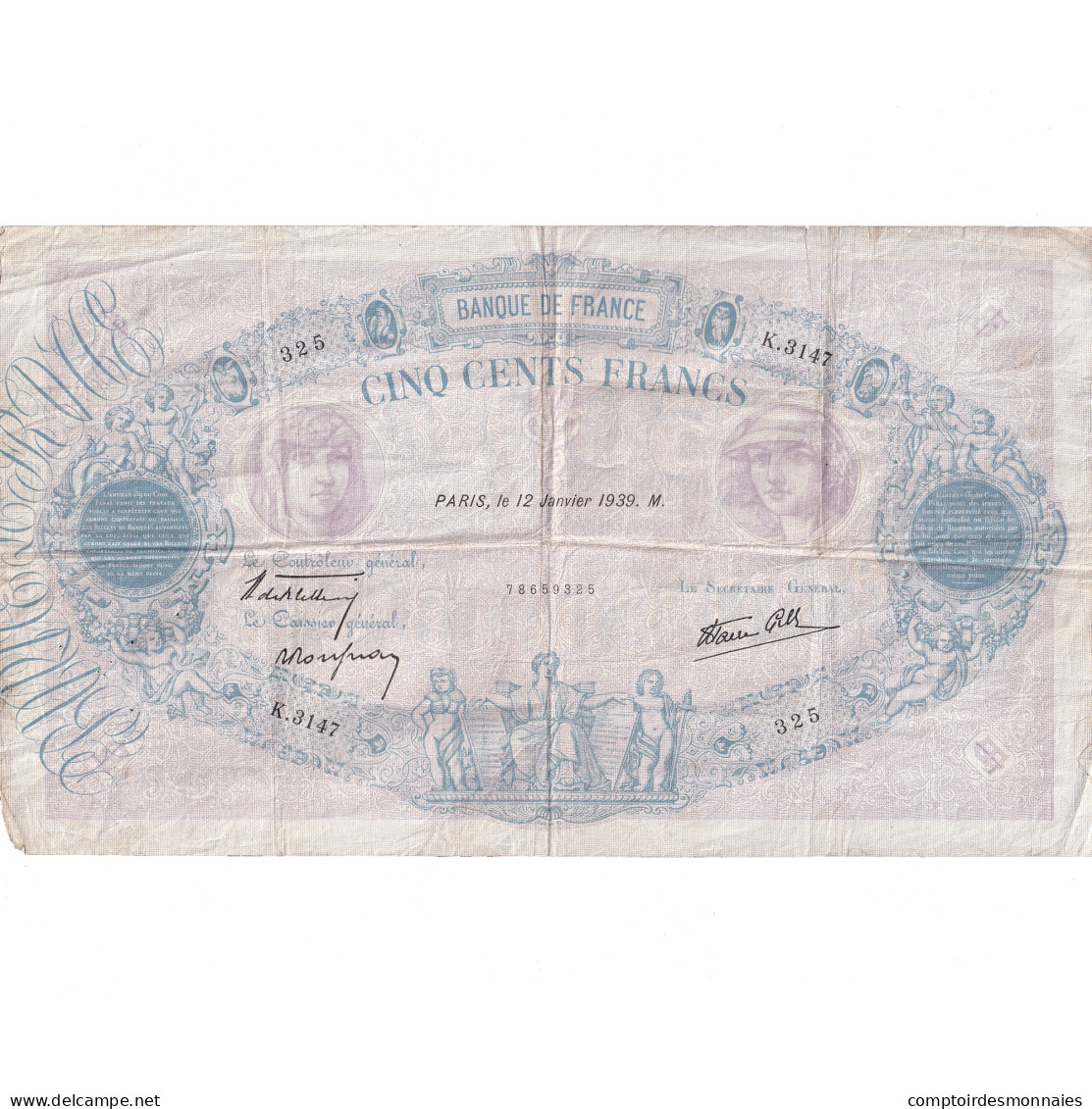 France, 500 Francs, Bleu Et Rose, 1939, K.3147, TB+, Fayette:31.22 - 500 F 1888-1940 ''Bleu Et Rose''