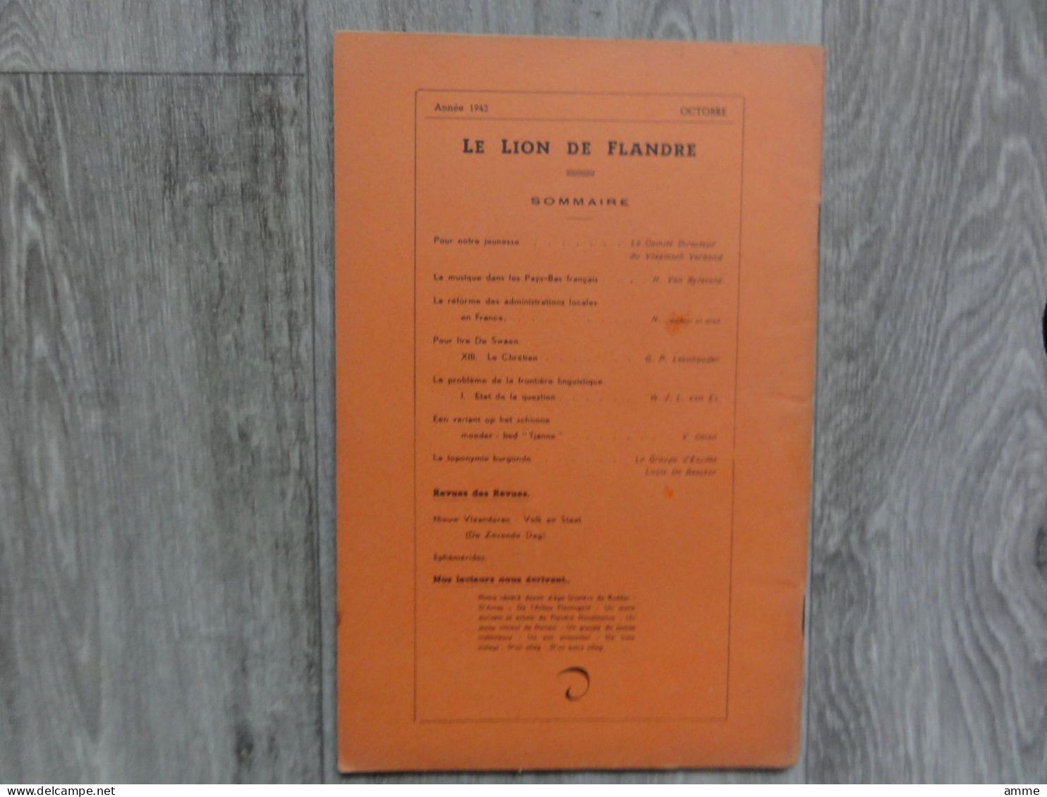 Revue Mensuelle * (livre)  Le Lion De Flandre - Oct. 1942 - Artois, Boulonnais, Hainaut, Thiérache, Vermandois, Ponthieu - Picardie - Nord-Pas-de-Calais