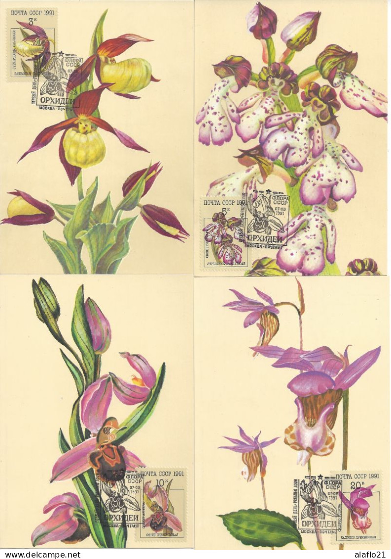 RUSSIE - 5 CARTES MAXIMUM 1er JOUR - ORCHIDEES - 2 SCANS - Tarjetas Máxima