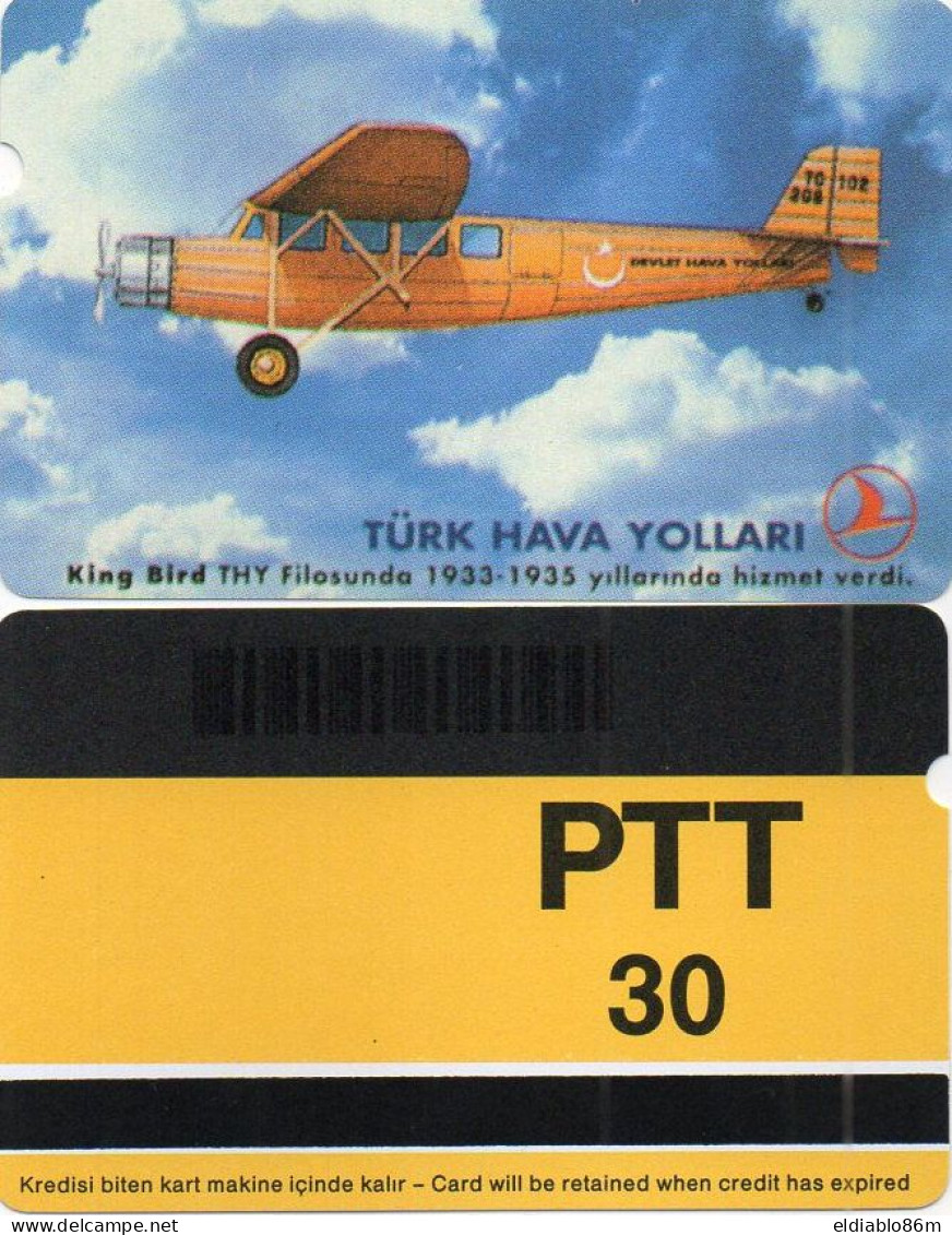 TURKEY - ALCATEL - DEMO CARD - TURKISH AIRLINES KING BIRD - YELLOW REVERSE - P13 MATT SHORT BARCODE - Turquie