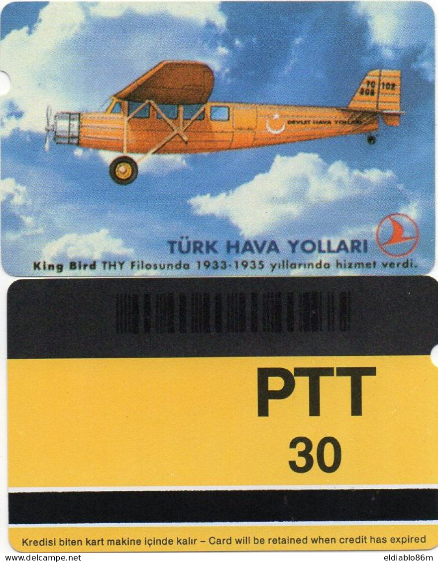 TURKEY - ALCATEL - DEMO CARD - TURKISH AIRLINES KING BIRD - YELLOW REVERSE - P13 MATT LONG BARCODE - Türkei