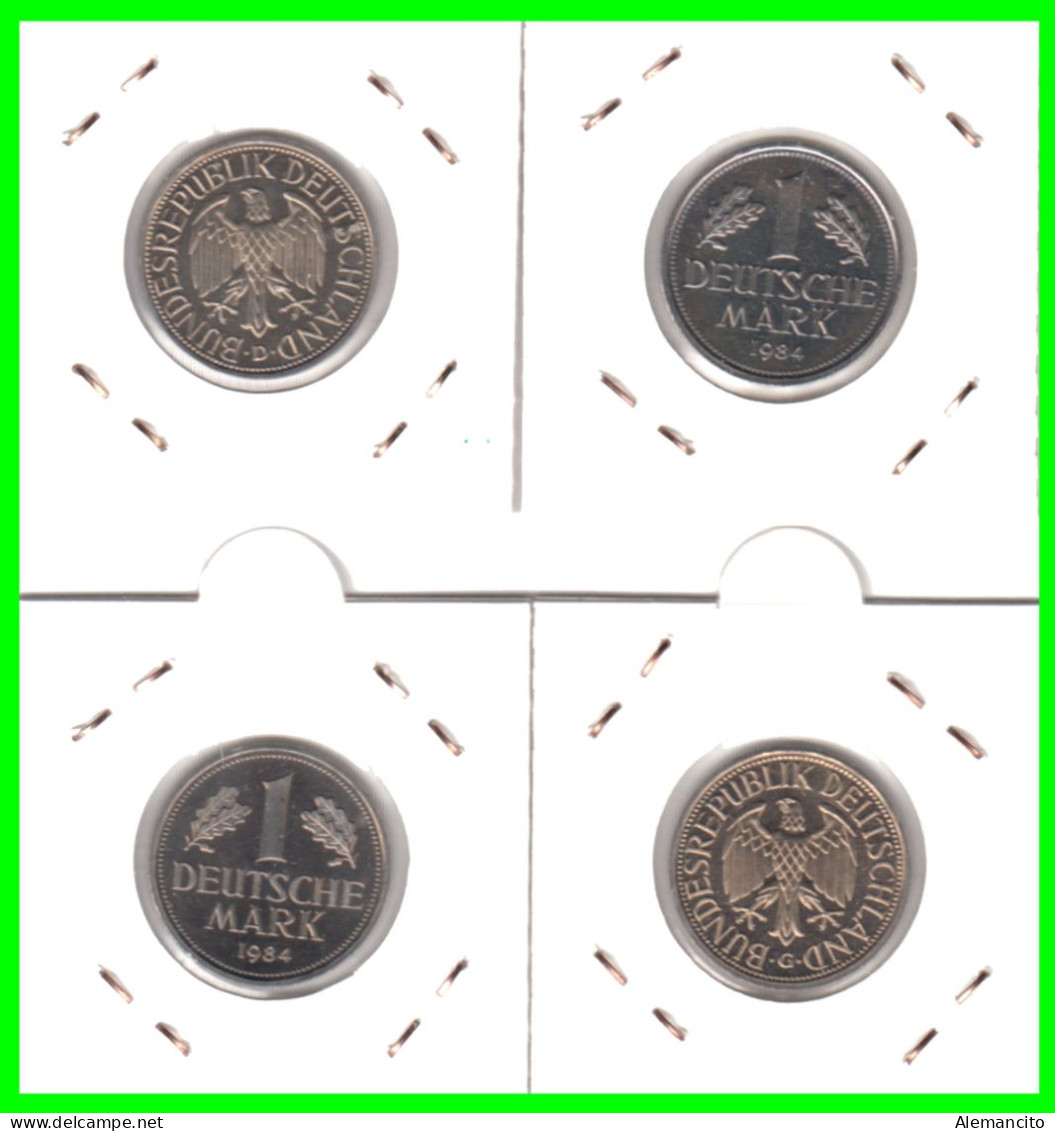 ALEMANIA - DEUTSCHLAND - GERMANY - SERIE COMPLETA DE 4 -MONEDAS DE 1.00 DM   AÑO 1984 - DE LAS CECAS.- F -.D -.G -.J.. - 1 Mark