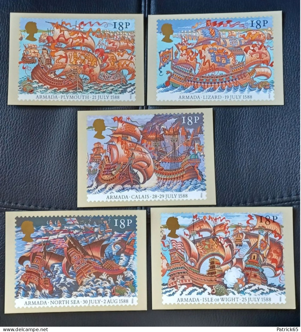 Groot Brittannië  Postkaarten-Maximumkaarten Jaar 1988 Yv.nrs.1319/23 (See Description) - Maximum Cards