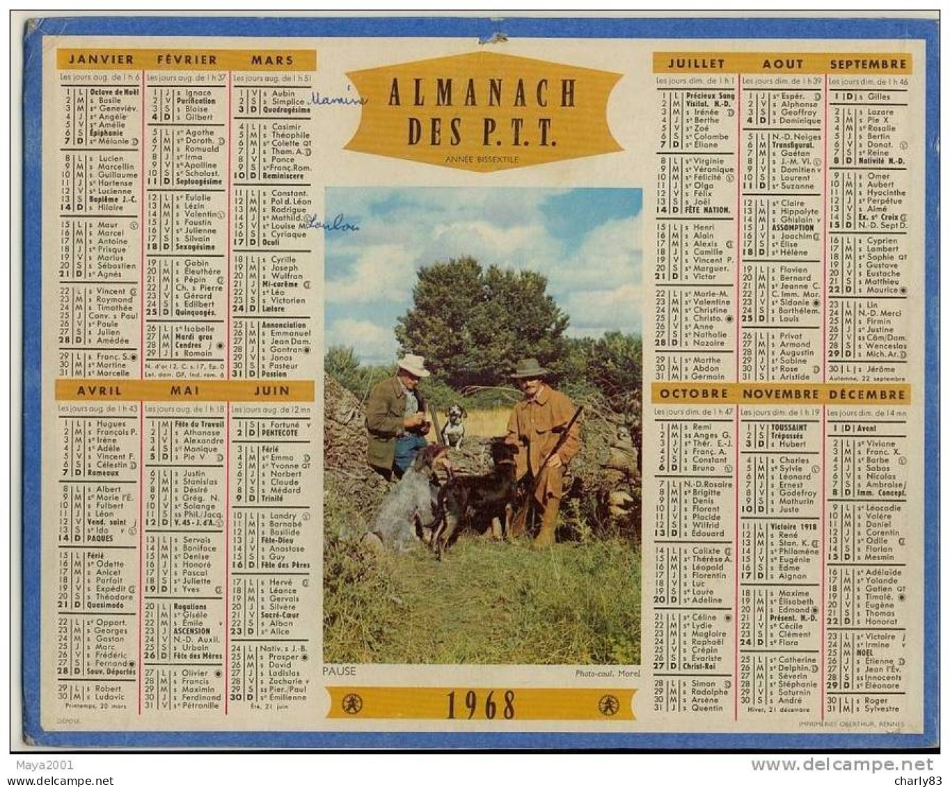 ALMANACH  DES  POSTES  1968  N82 - Grand Format : 1961-70