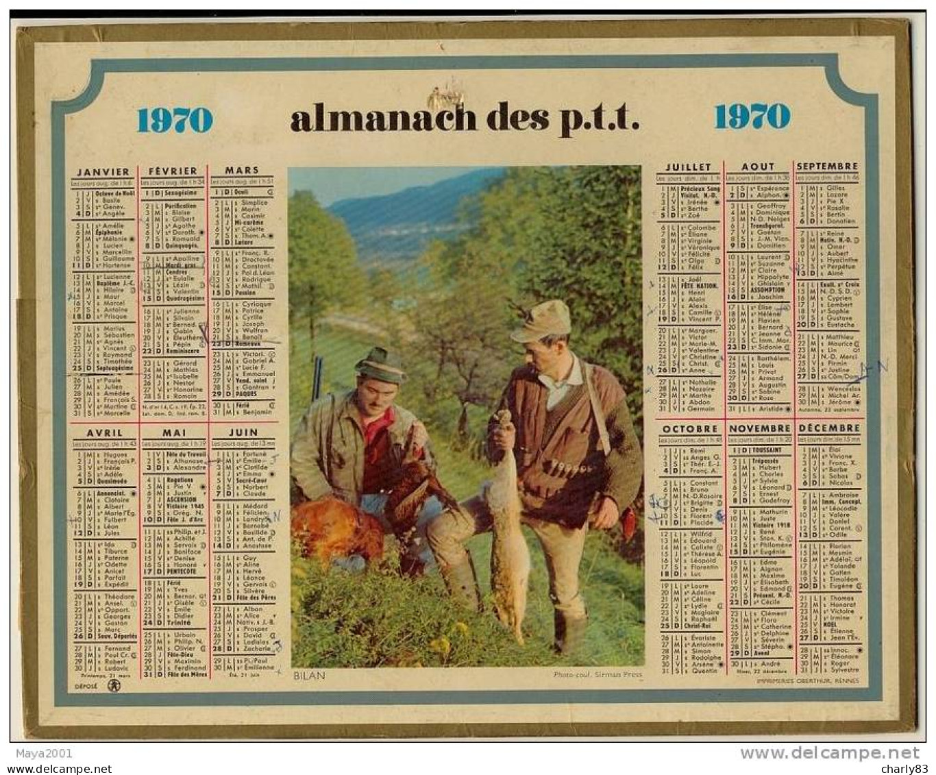 ALMANACH  DES POSTES  N46 - Grand Format : 1961-70