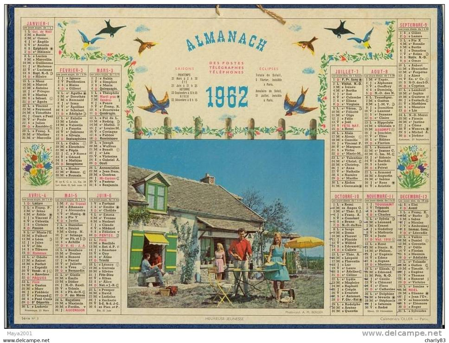 ALMANACH  DES  POSTES  1962  N77 - Grand Format : 1961-70