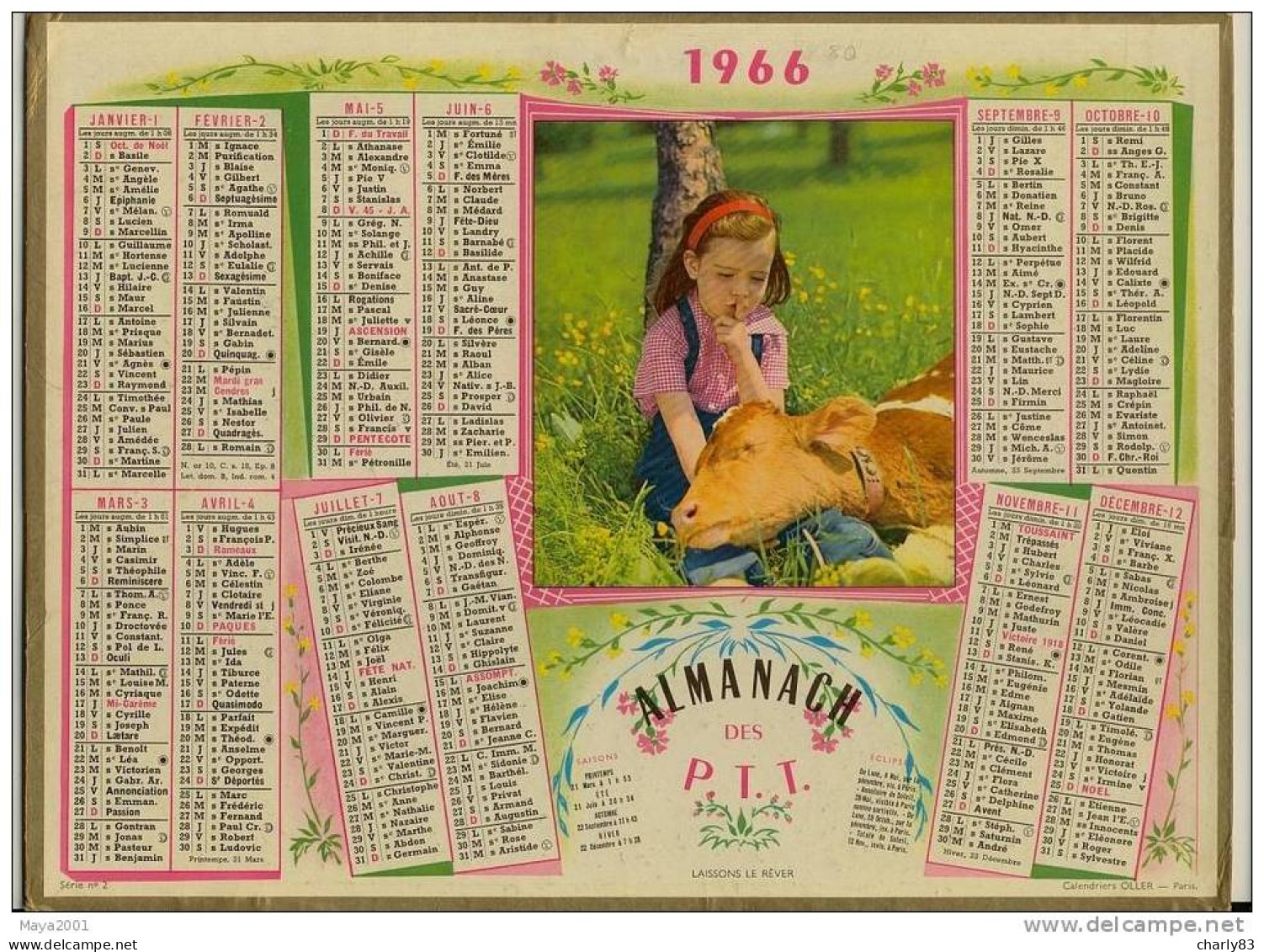 ALMANACH  DES  POSTES  1966  N76 - Tamaño Grande : 1961-70