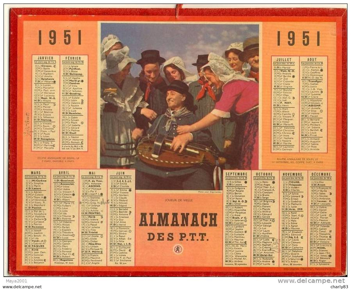 ALMANACH  DES  POSTES  1951  N66 - Tamaño Grande : 1941-60