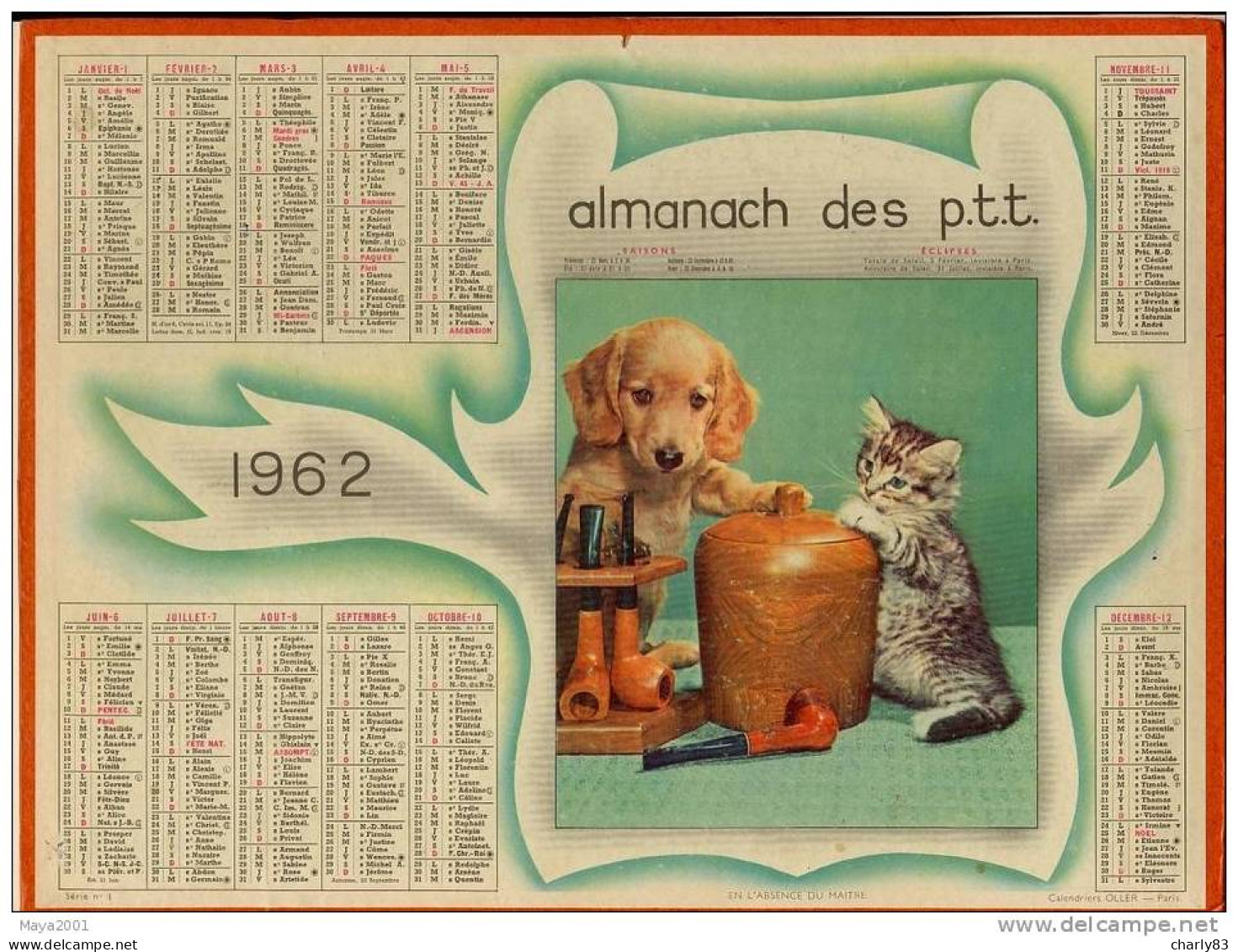 ALMANACH  DES POSTES  N42 - Tamaño Grande : 1961-70