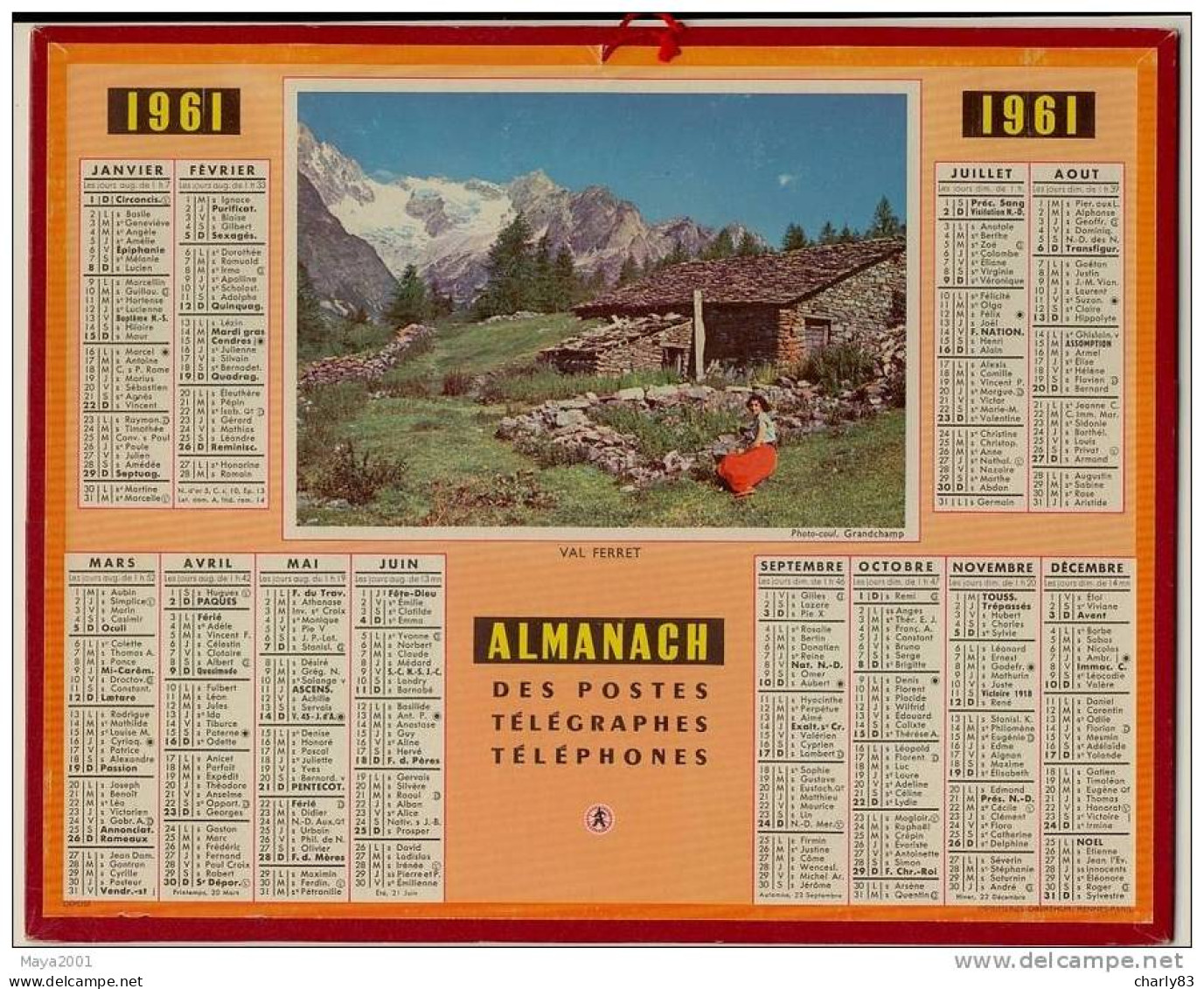 ALMANACH  DES POSTES  N38 - Big : 1961-70