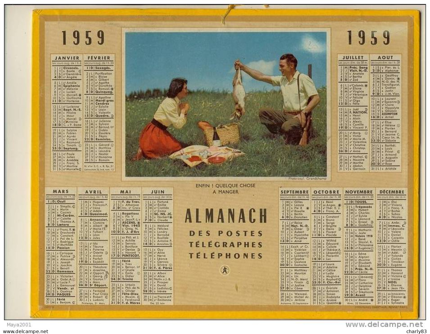 ALMANACH  DES POSTES  N37 - Tamaño Grande : 1941-60