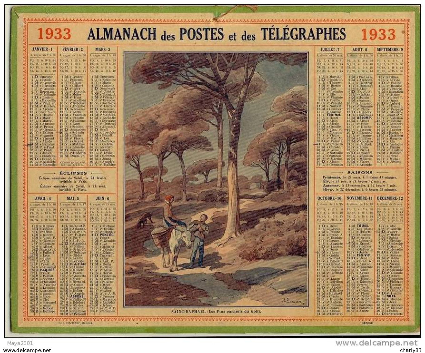 ALMANACH DES  POSTES  N13 - Tamaño Grande : 1921-40