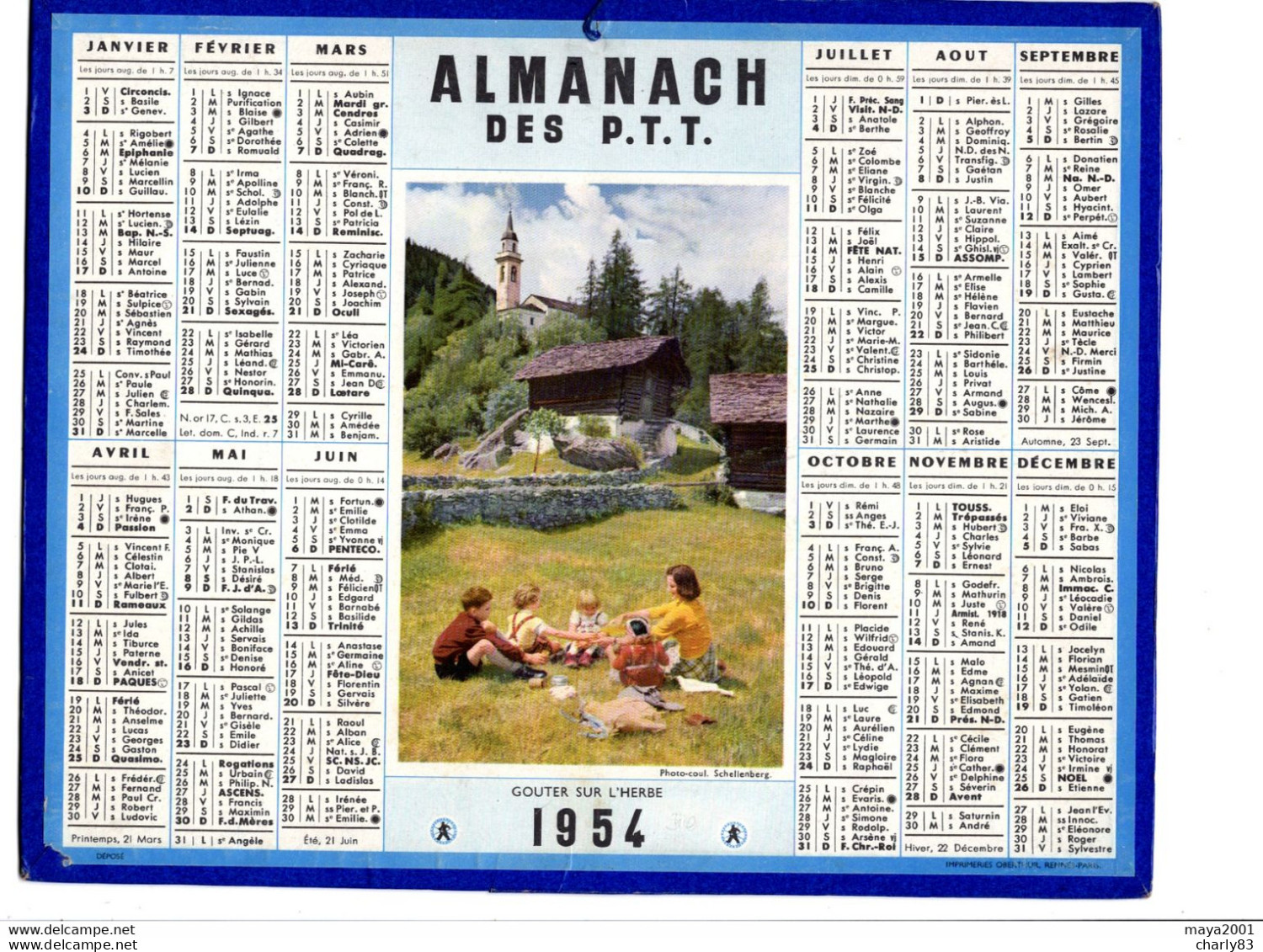 4 CALENDRIERS  P;T;T  ALMANACH  N3 - Grand Format : 1941-60