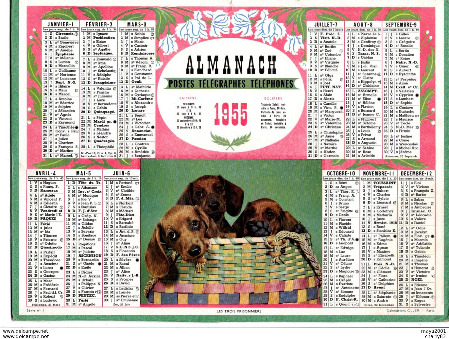 4 CALENDRIERS  P;T;T  ALMANACH  N3 - Big : 1941-60