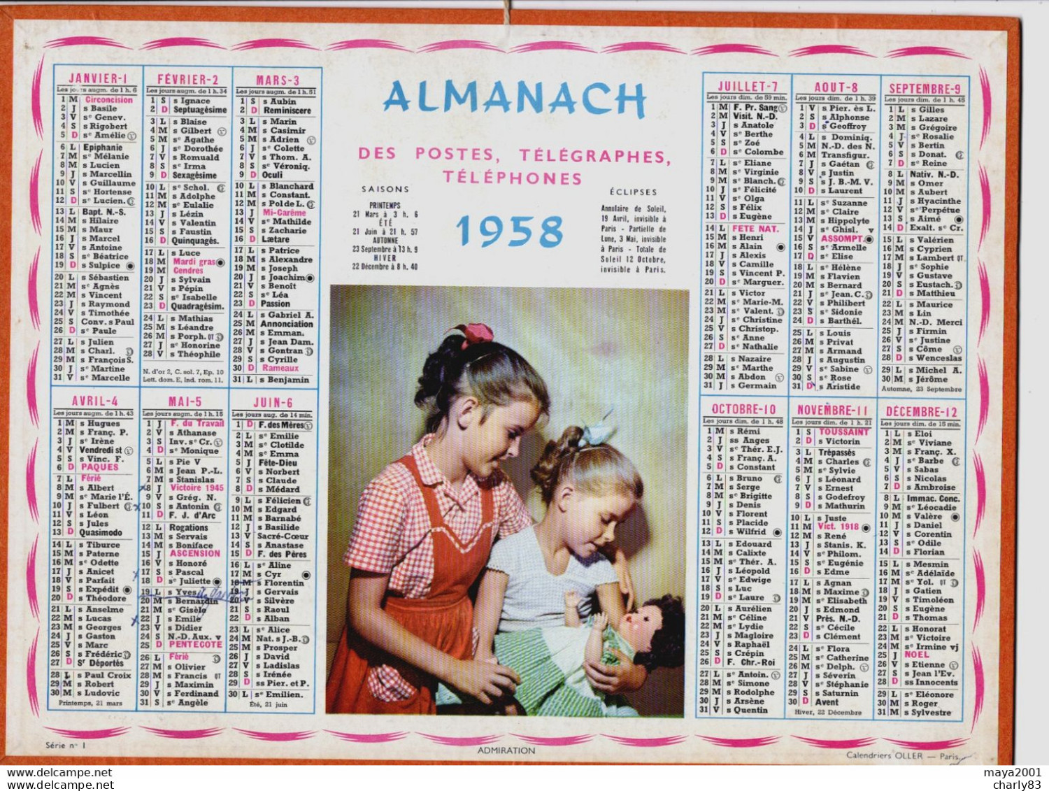 4 CALENDRIERS  P;T;T  ALMANACH  N3 - Big : 1941-60