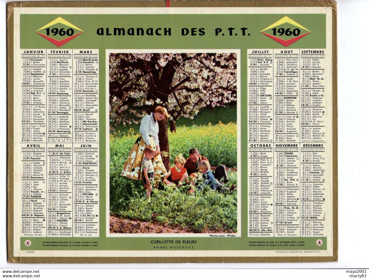 4 CALENDRIERS  P;T;T  ALMANACH  N3 - Tamaño Grande : 1941-60