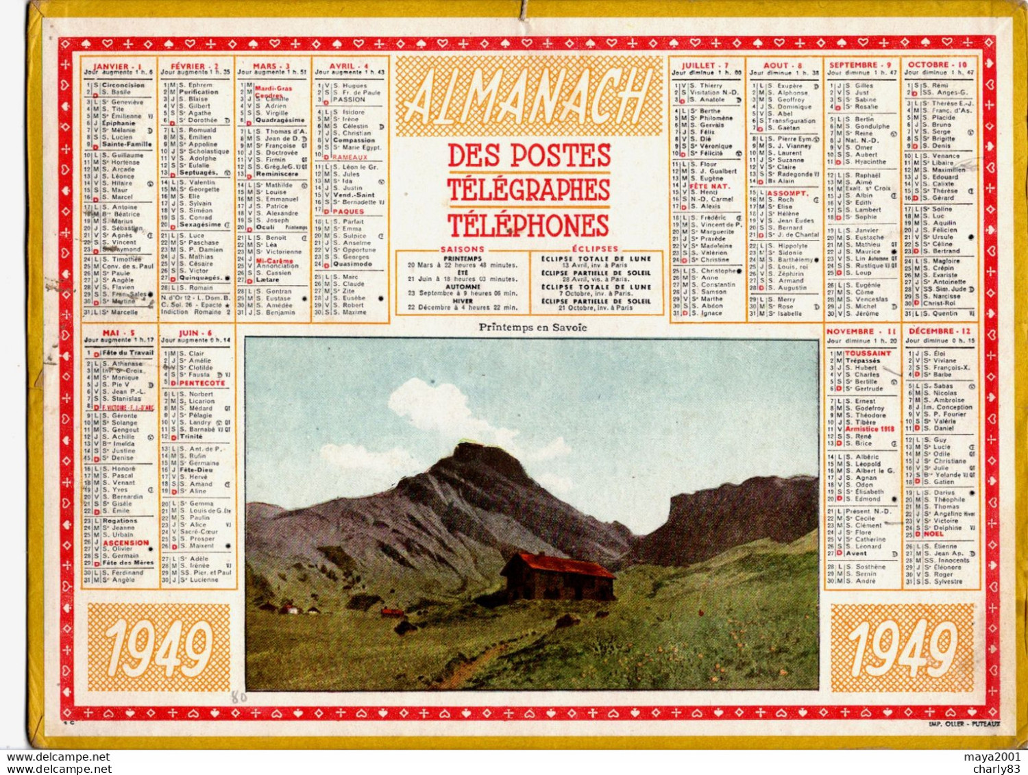3 Calendriers  Des P.T T  N1 - Grand Format : 1941-60