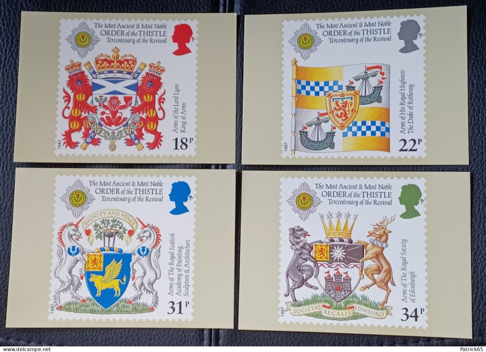 Groot Brittannië  Postkaarten-Maximumkaarten Jaar 1987 Yv.nrs.1274/77 (See Description) - Cartes-Maximum (CM)