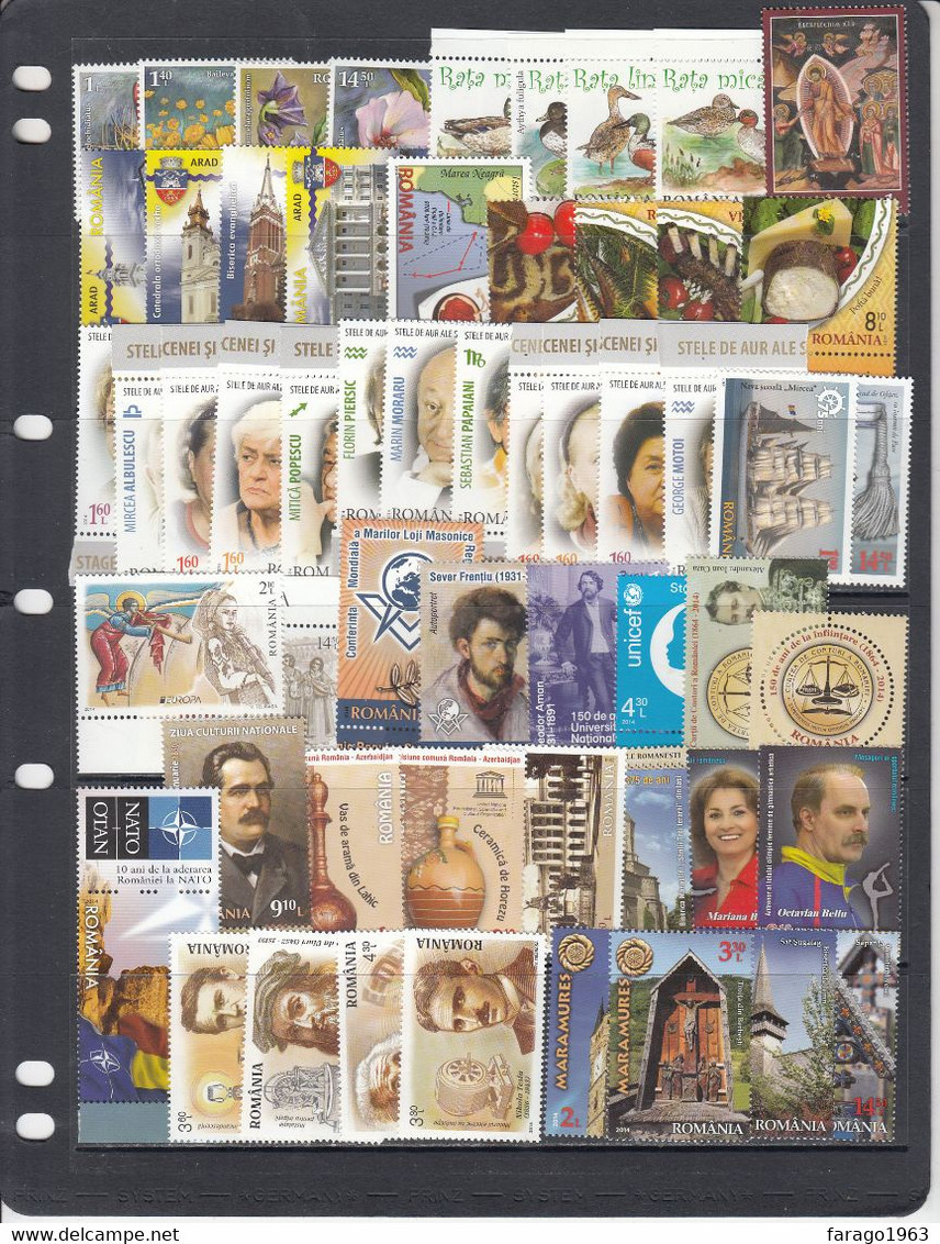 2014 Romania Complete Year Set Of 124 Stamps + 17 Sheets FV €178 MNH - Años Completos