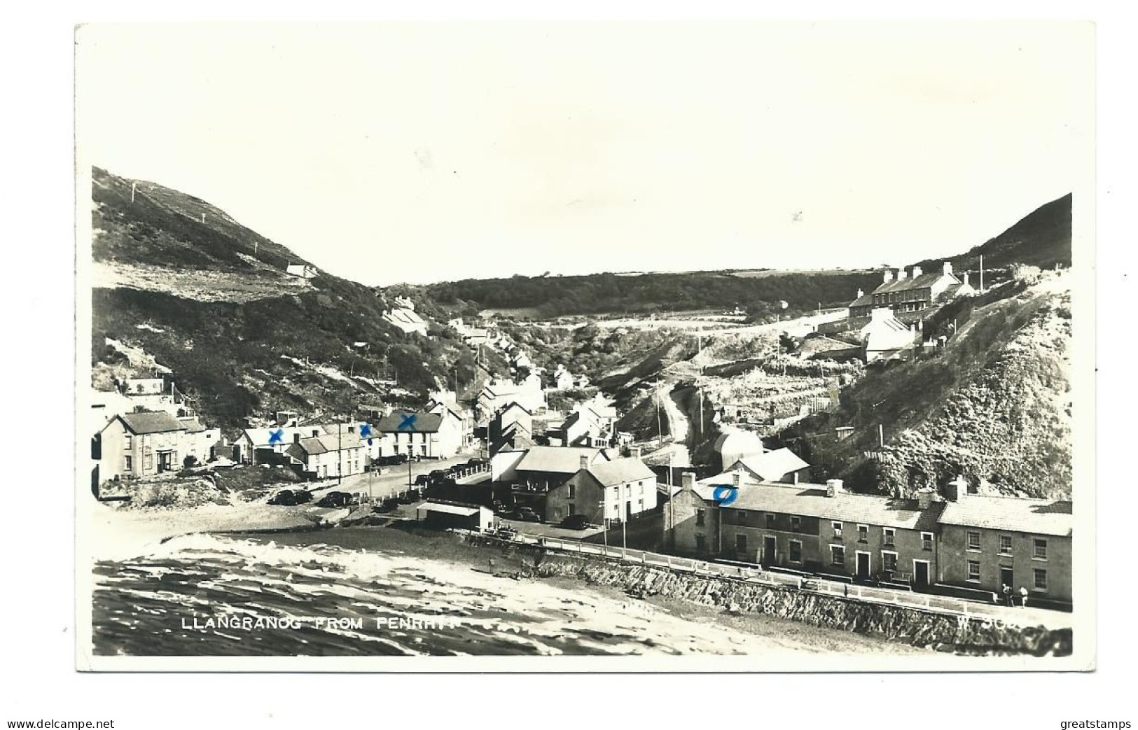 Wales  Postcard  Gwnedd Llangbanog Posted 1959 Glue Spots On Rear Rp Pen Crosses - Gwynedd