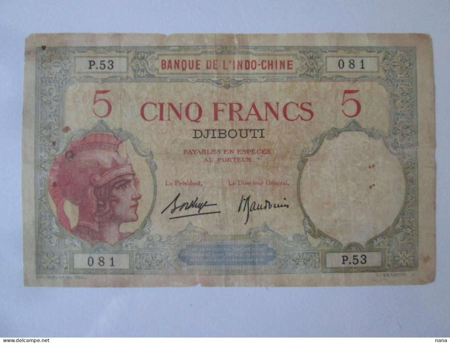 Rare! Djibouti 5 Francs 1943,see Pictures - Djibouti