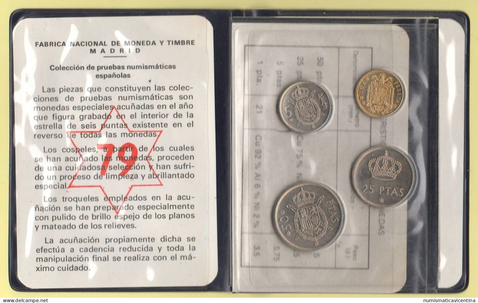 España Spagna Spain Espagne 1979 Set Pruebas Numismaticas Madrid Mint - Ongebruikte Sets & Proefsets