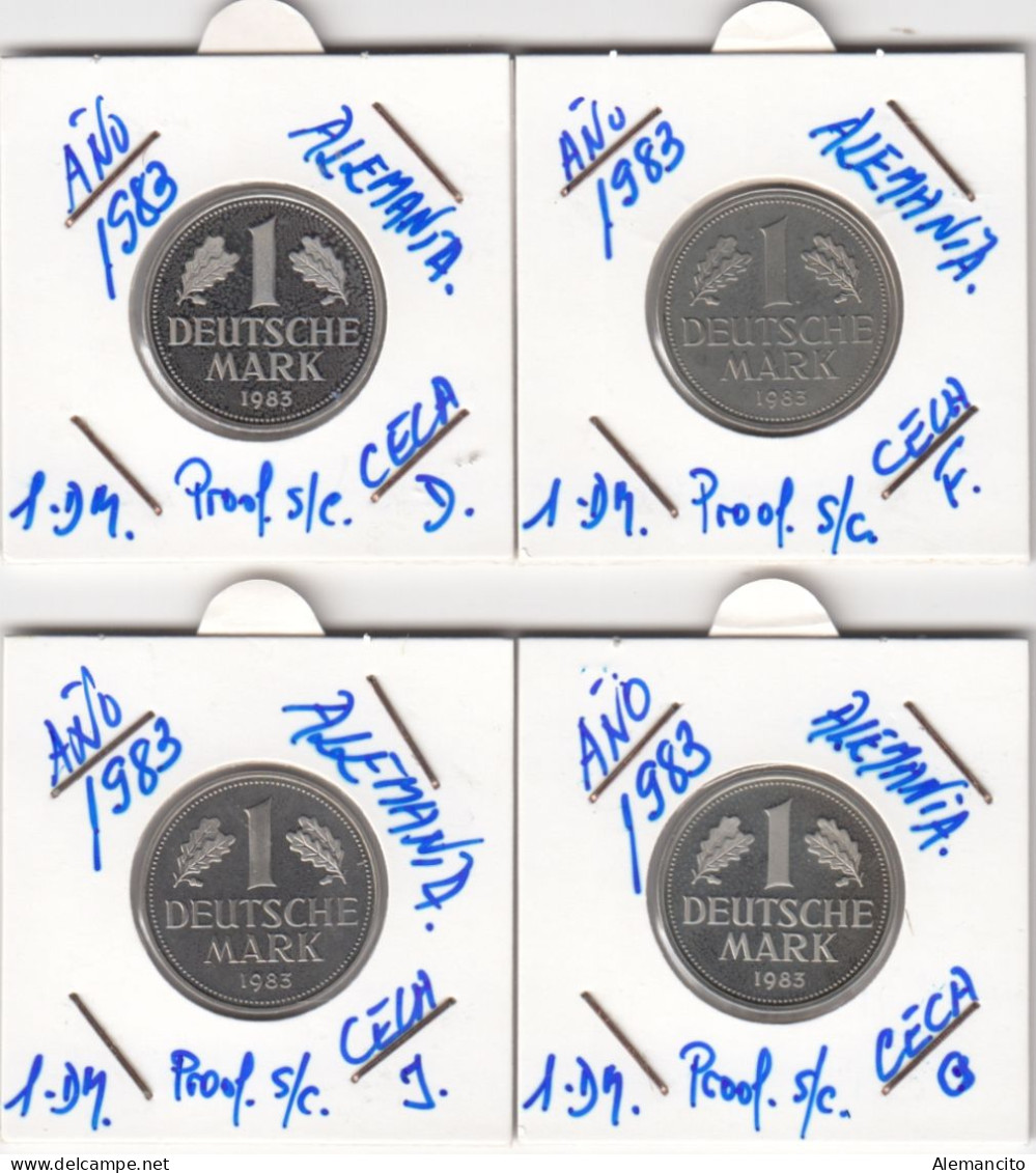 ALEMANIA - DEUTSCHLAND - GERMANY - SERIE COMPLETA DE 4 -MONEDAS DE 1.00 DM   AÑO 1983 - DE LAS CECAS.- F -.D -.G -.J.. - 1 Mark