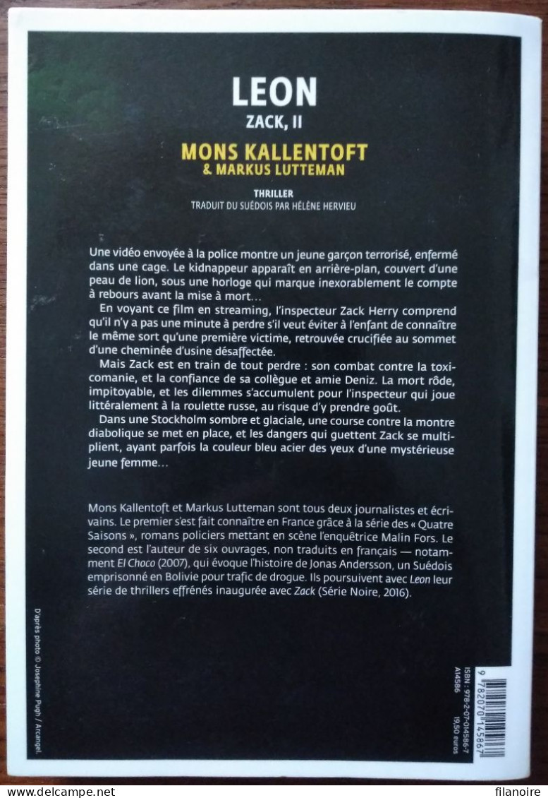 Mons KALLENTOFT & Markus LUTTEMAN Leon Série Noire Grand Format (EO 01/2017) - Série Noire