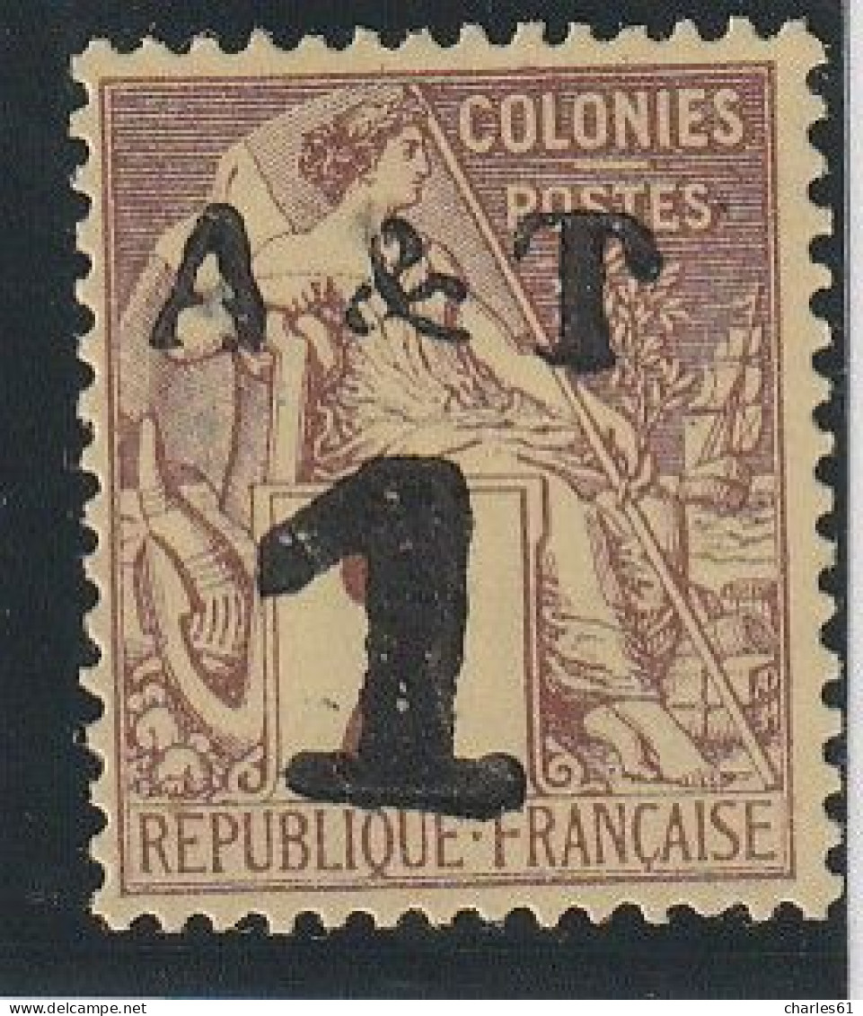 ANNAM Et TONKIN - N°1 Nsg (1888) 1 Sur 2c Lilas-brun - Unused Stamps