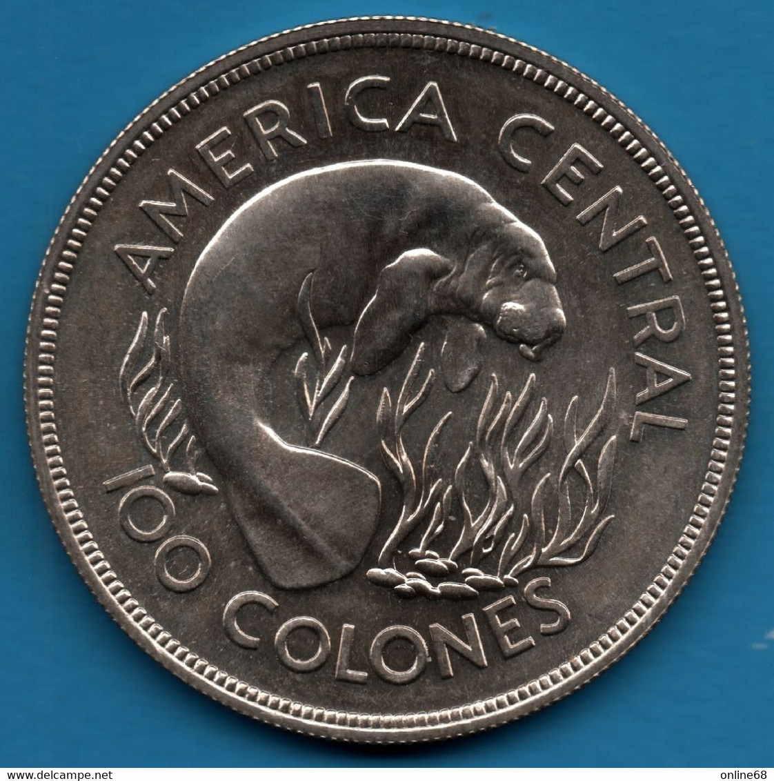 COSTA RICA 100 Colones 1974 Conservation KM# 201  Silver .500 Argent Manatee Lamantin - Costa Rica