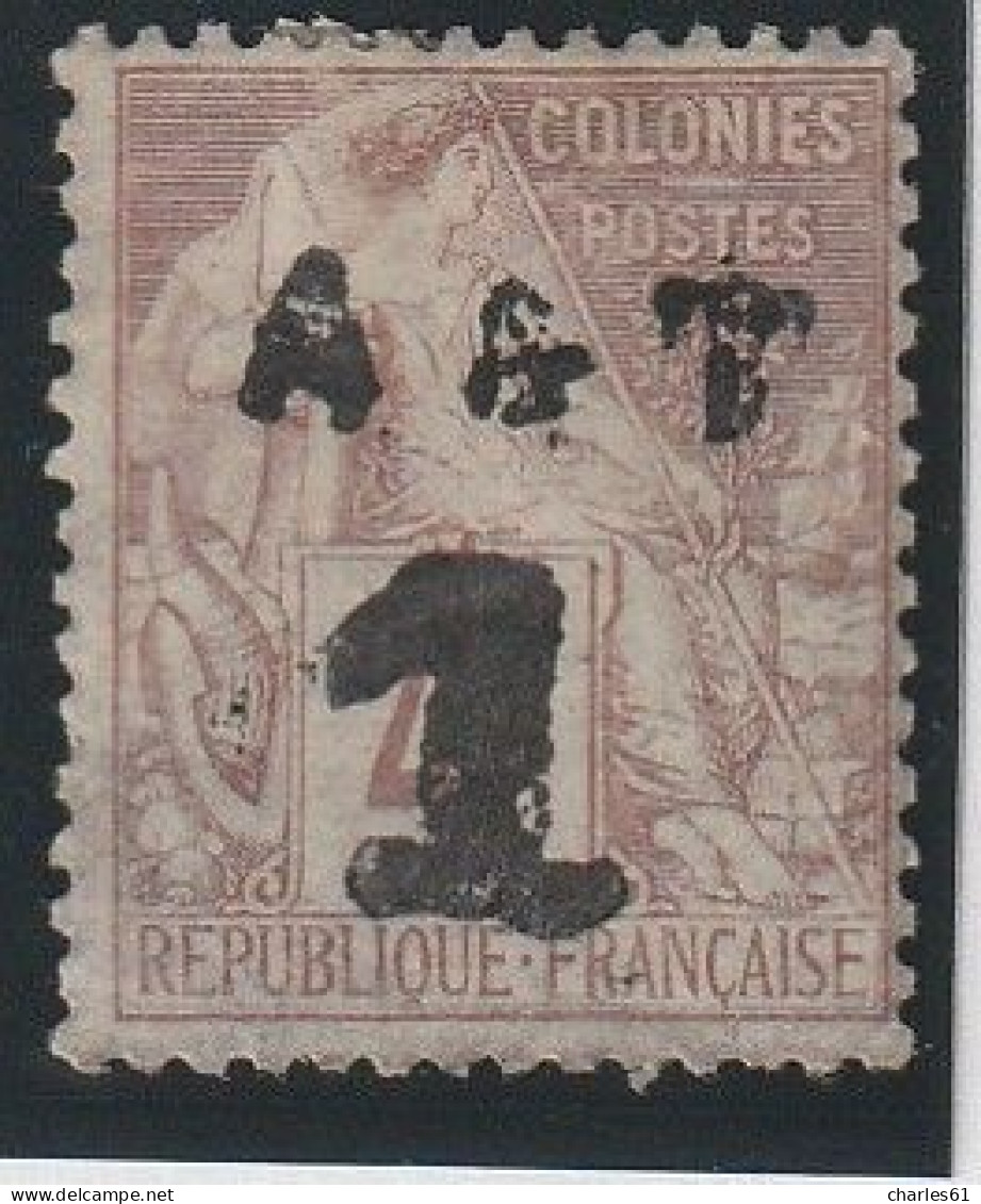 ANNAM Et TONKIN - N°2 * (1888) 1 Sur 4c Lilas-brun - Unused Stamps