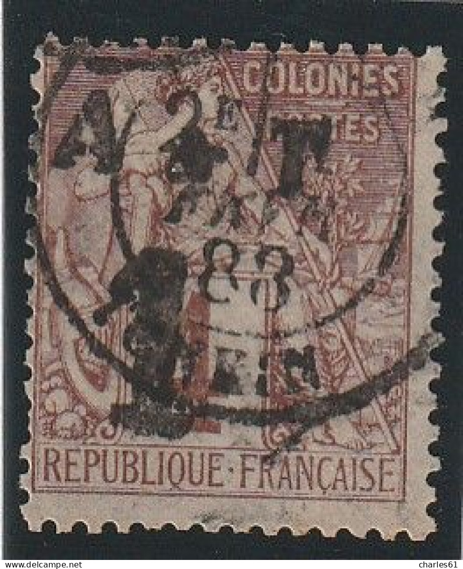 ANNAM Et TONKIN - N°2 Obl (1888) 1 Sur 4c Lilas-brun - Used Stamps