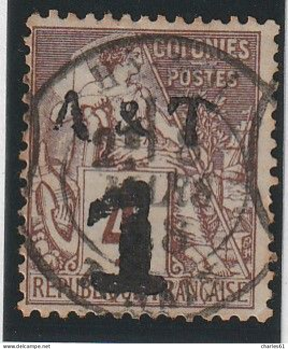 ANNAM Et TONKIN - N°2 Obl (1888) 1 Sur 4c Lilas-brun - Used Stamps