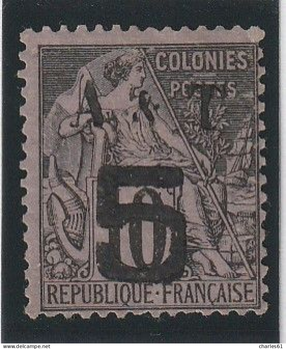 ANNAM Et TONKIN - N°4 Nsg (1888) 5 Sur 10c Noir Sur Lilas - Unused Stamps