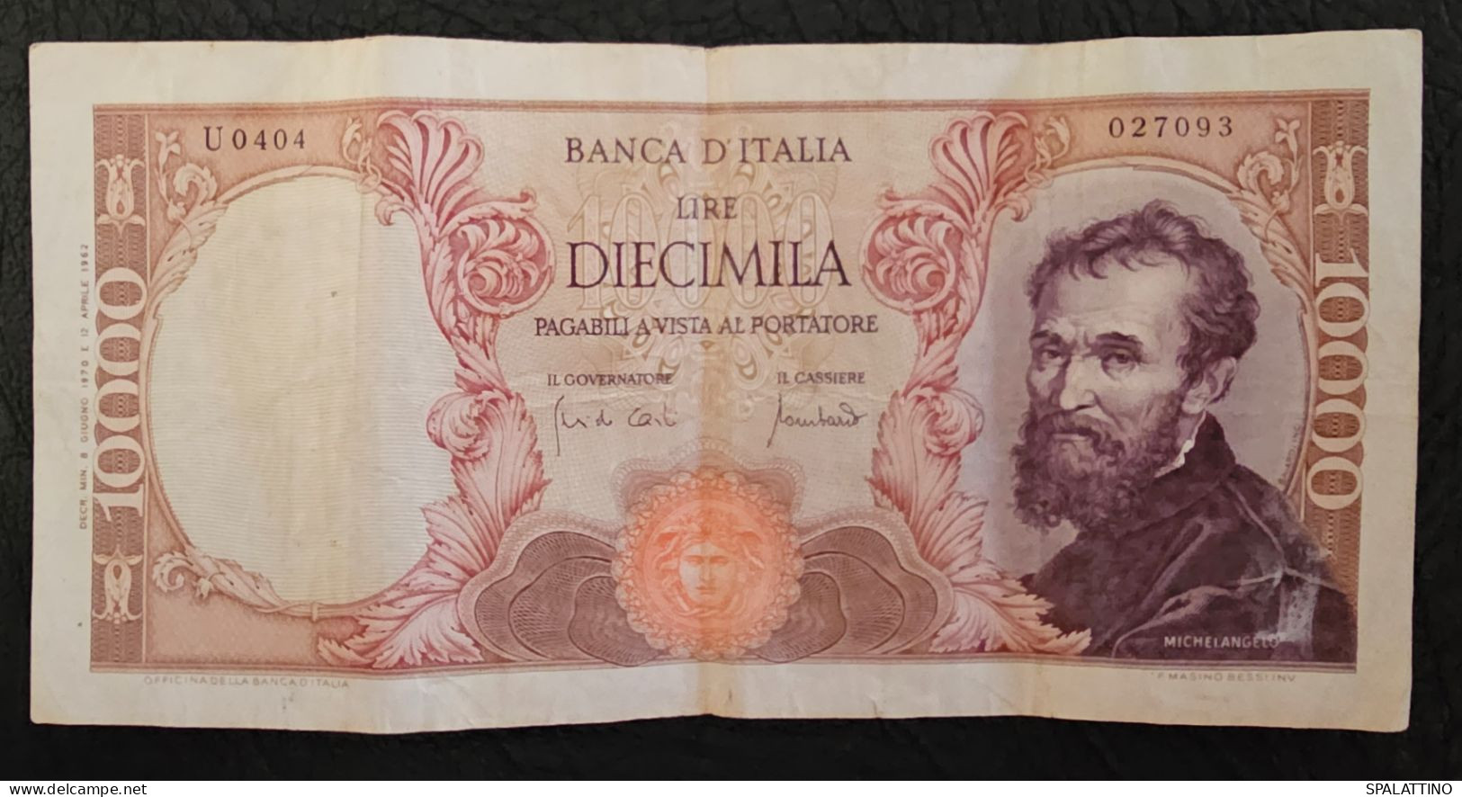 ITALY- 10000 LIRE 1970. MICHELANGELO - 5000 Lire