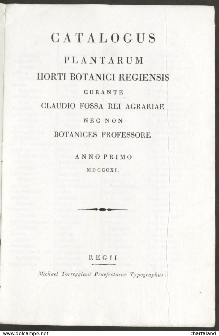 Catalogus Plantarum Horti Botanici Regiensis - Reggio Emilia Elenco Piante 1811 - Altri & Non Classificati