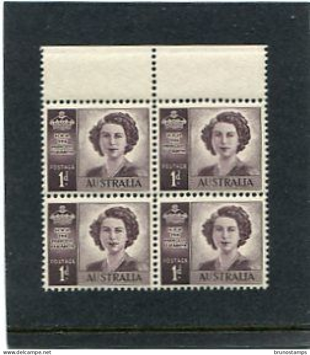 AUSTRALIA - 1948  PRINCESS  NO WMK  BLOCK OF 4   MINT  NH  SG 222a - Mint Stamps