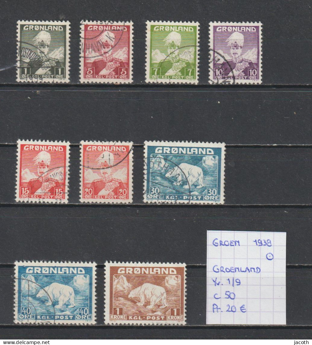 (TJ) Groenland 1938 - YT 1/9 (gest./obl./used) - Used Stamps