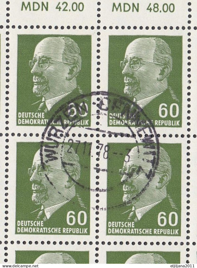 Action !! SALE !! 50 % OFF !! ⁕ DDR 1964 Germany Wurzen,⁕ Walter Ulbricht 60 Pf. Mi.1080 ⁕ Used Sheet Of 100 Stamps - 1950-1970