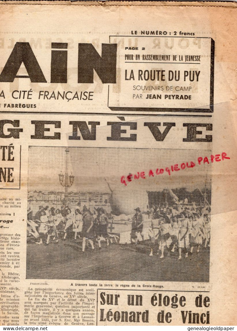 GUERRE 1939-1945- JOURNAL DEMAIN-JEAN DE FABREGUES-26-7-1942-GENEVE -LE PUY EN VELAY  JEAN OEYRADE-MGR EUGENE DE MAZEMOD - Documents Historiques