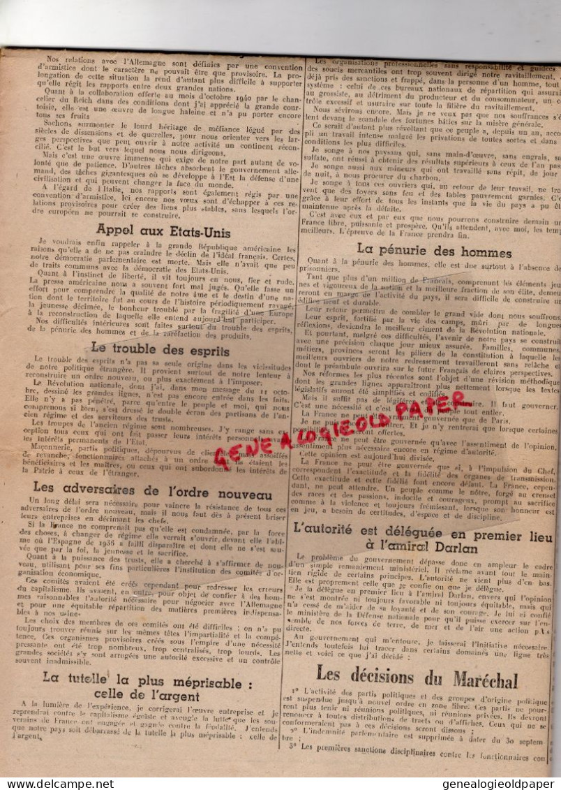 87-LIMOGES-GUERRE 1939-1945- LE COURRIER DU CENTRE913 AOUT 1941- PETAIN-VICHY-SANCY-SMOLENSK  MOSCOU-MONT DORE - Historische Dokumente