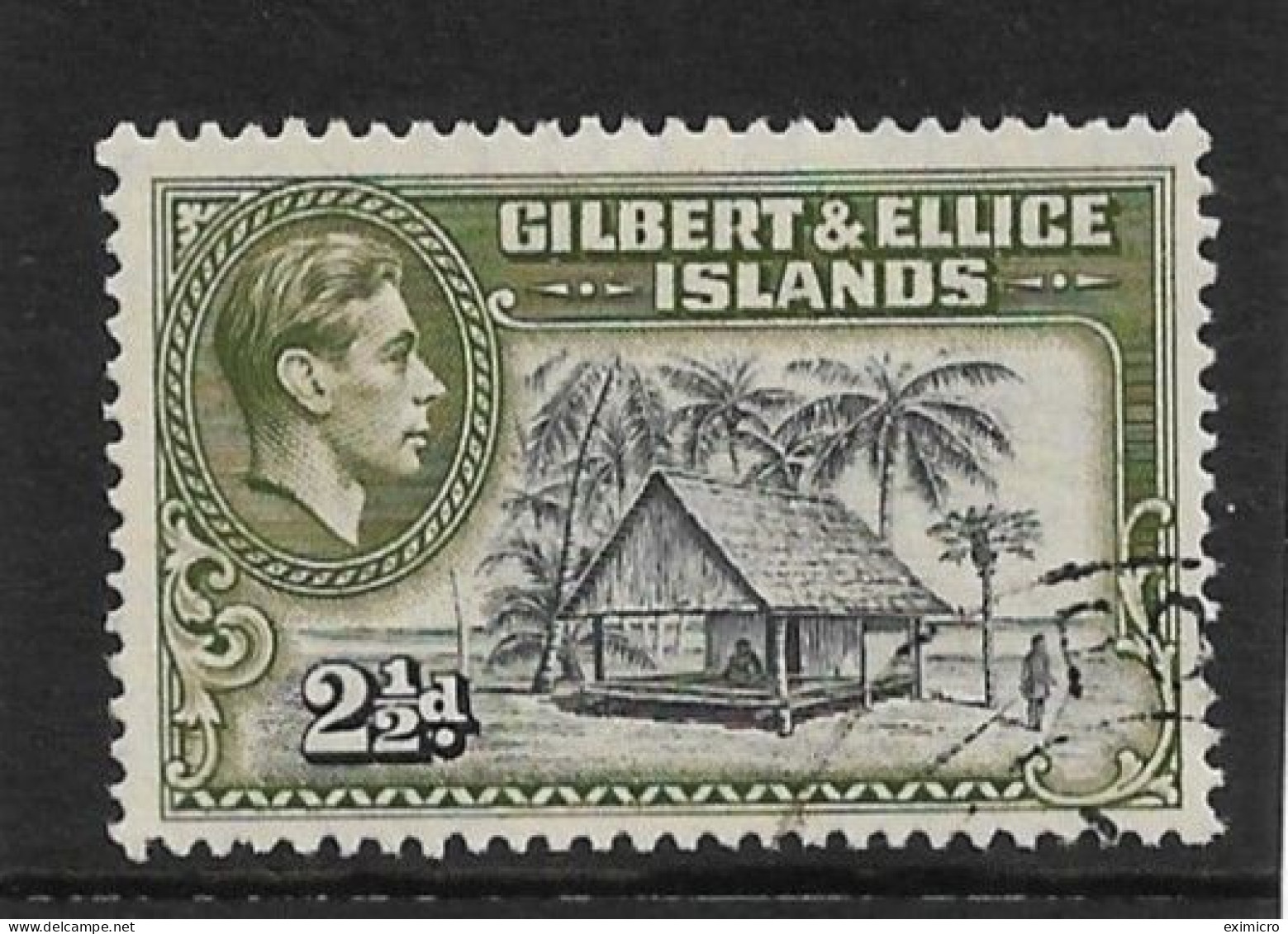 GILBERT & ELLICE ISLANDS 1943 2½d BROWNISH-BLACK AND OLIVE-GREEN SG 47a FINE USED Cat £10 - Gilbert & Ellice Islands (...-1979)