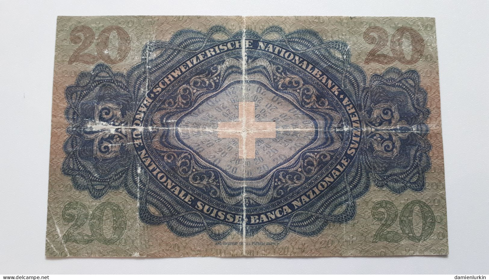 SUISSE RARE BILLET DE 20 FRANCS 15 AOÛT1940 BLUMER BACHMAN WEBER SERIE 14Y P#39k.29 COTES : 30€-60€-125€-275€-550€ - Zwitserland