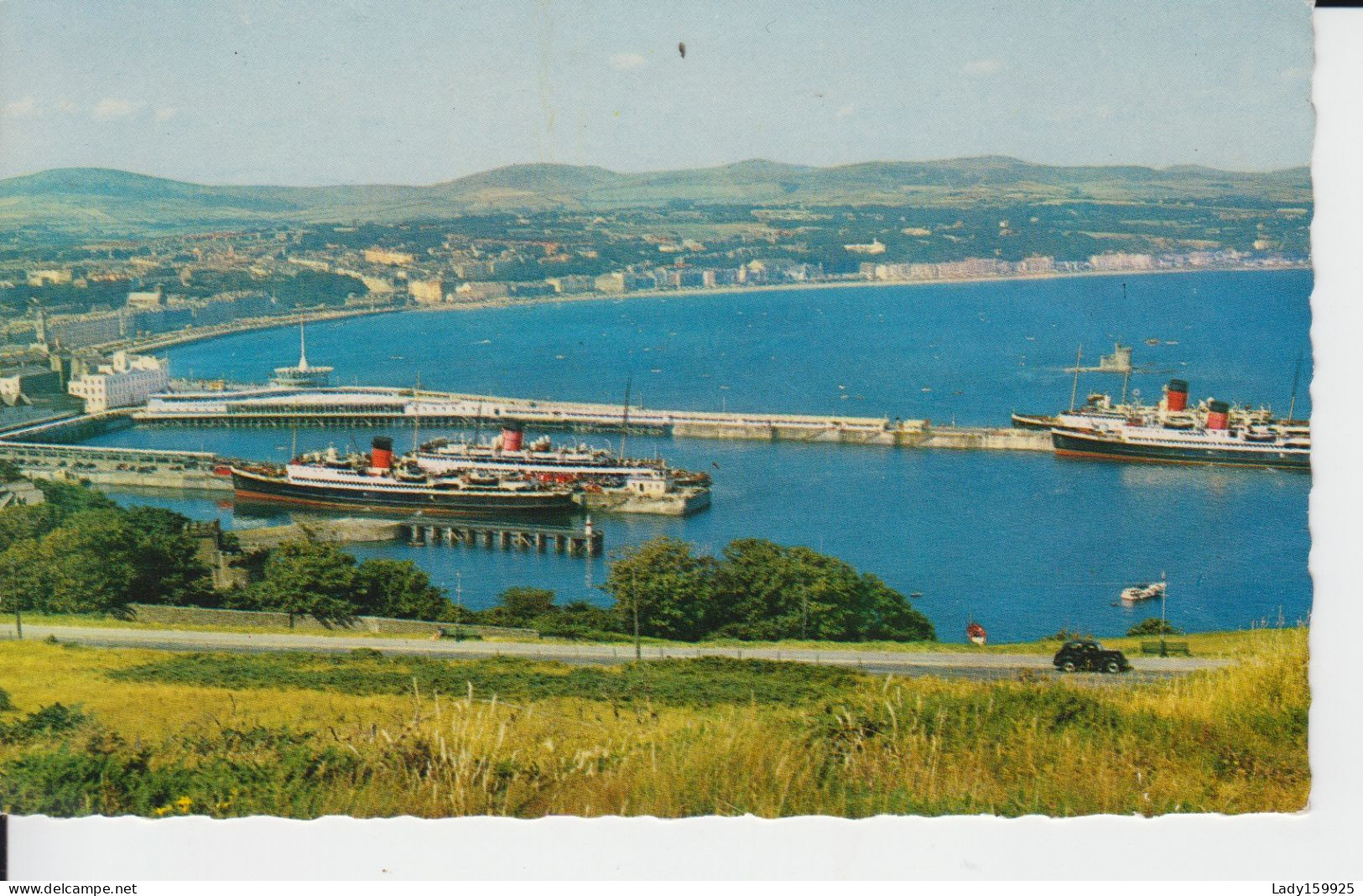 Baie Douglas Ile De Man Port Paquebots  Ville Bâtiments Montagnes  Mer Irlande Photo Prise à Douglas Head  Vintage 2 Sc - Isle Of Man