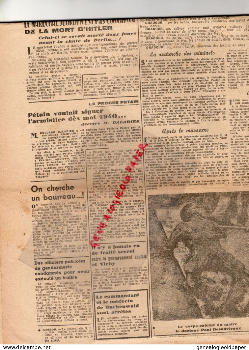 87-LIMOGES-GUERRE 1939-1945- LA MARSEILLAISE DU CENTRE-PAUL DESOURTEAUX-BRADOWSKI- 11 JUIN 1945- SYRIE-DE GAULLE- - Historical Documents