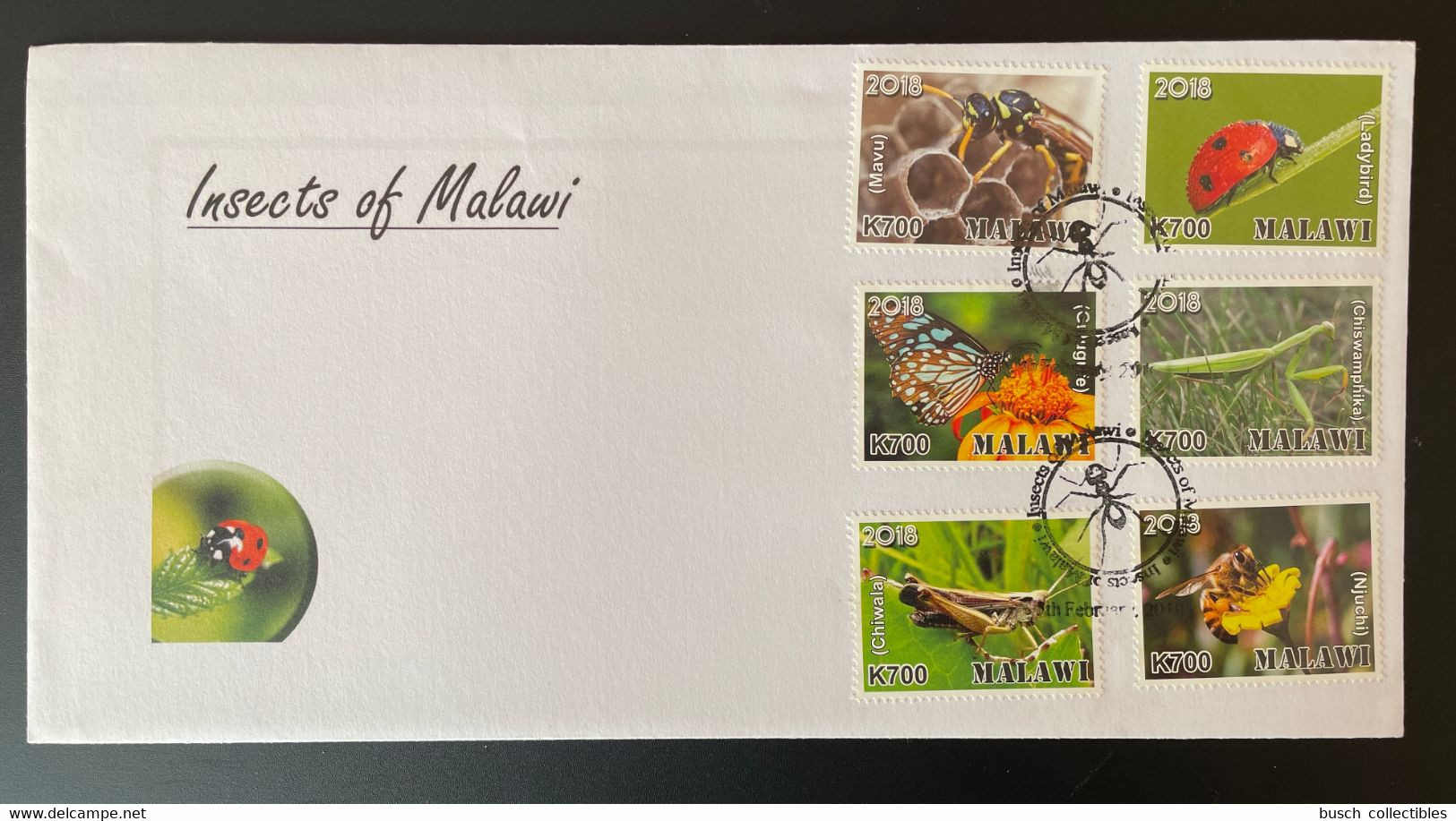 Malawi 2018 FDC Mi. 1010 - 1015 Insects Insekten Insects Bee Abeille Biene Schmetterling Butterfly Papillon - Malawi (1964-...)