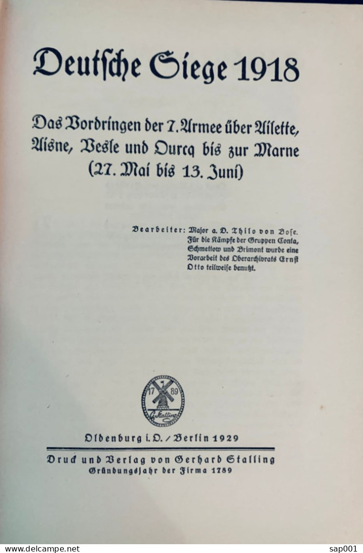Deutsche Siege 1918 - Reichsarchiv - 5. Guerres Mondiales