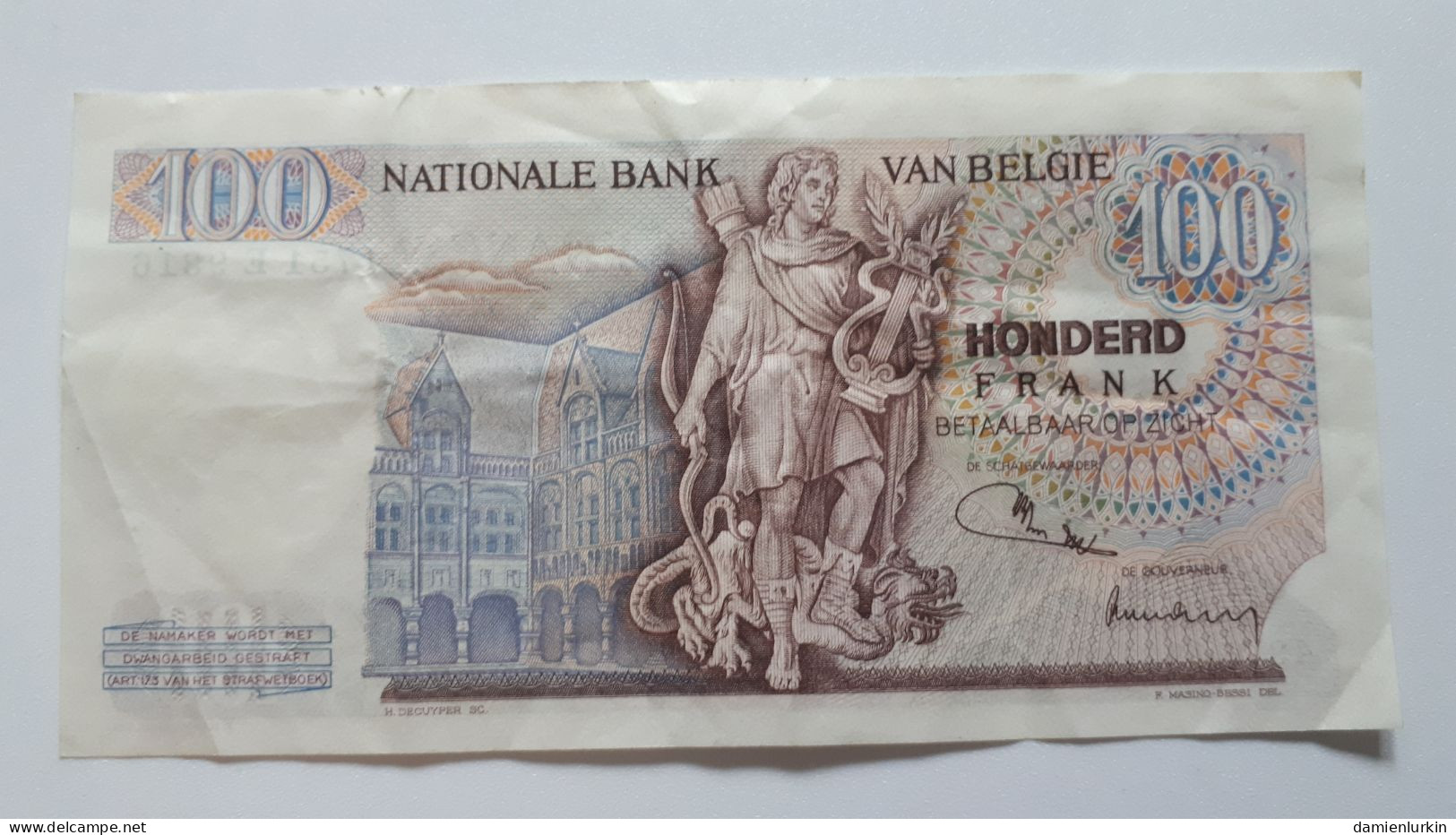 BELGIQUE/BELGIE/BELGIUM 100 FRANCS LOMBARD 09.02.72 VAN DE PUTTE - JORDENS P-134b.26 SERIAL NUMBER TYPE II 1751 E 9316 - 100 Francs